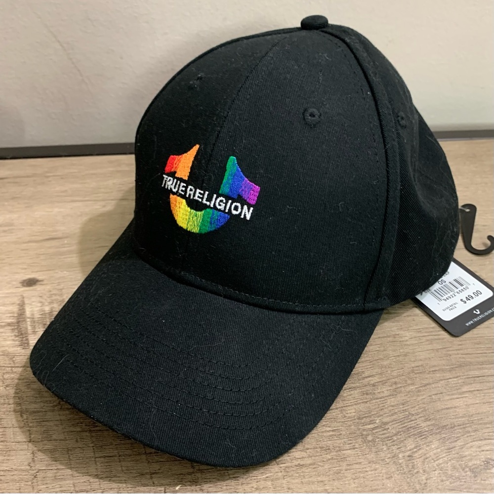 NWT!! Men's Women's TRUE RELIGION Black RAINBOW Logo SNAPBACK Canvas CAP Hat